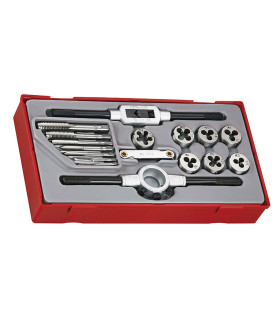 Gioco di maschi e filiere da 17 pezzi con vassoio TT TengTools TTTD17
