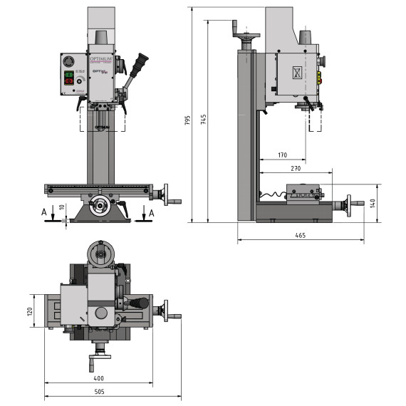 Fresatrice con variatore di velocità BF 16 Vario OPTIMUM