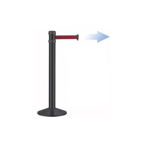 Poste separador de sinalização preto (com fita extensível retrátil) 4m 80mm METALWORKS