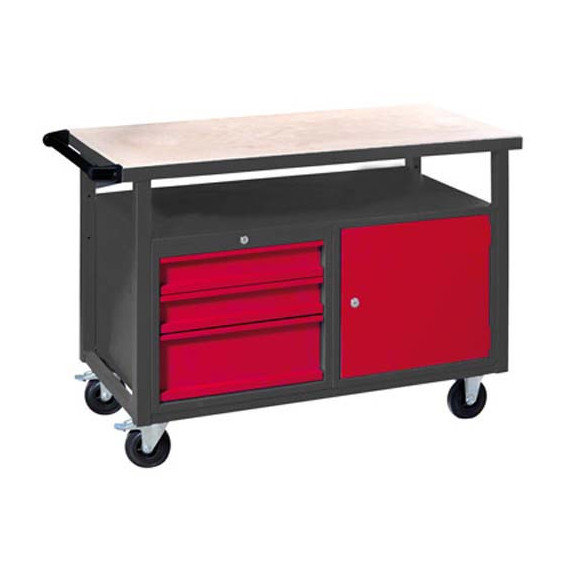 Mobiles Arbeitswagen mit Schubladen und Schrank DEW12060L | METALWORKS