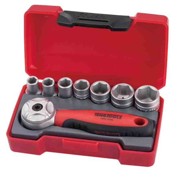 Juego de llaves de vaso métricas 1/4 de 8 piezas TENG TOOLS