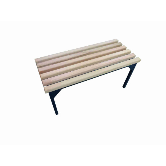 Banco con base de acero listones de madera METALWORKS