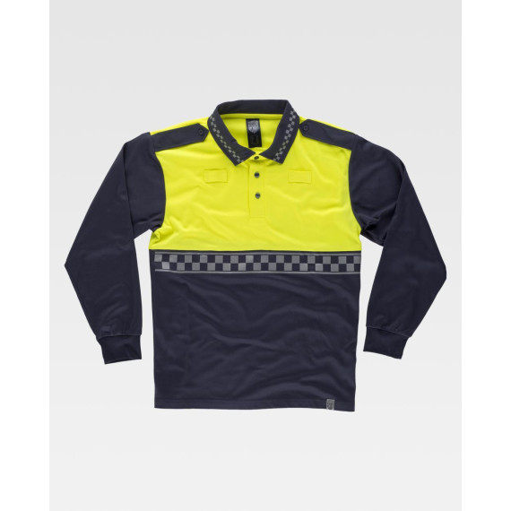 Polo de manga longa de Alta Visibilidade refletor xadrez C3856 WORKTEAM