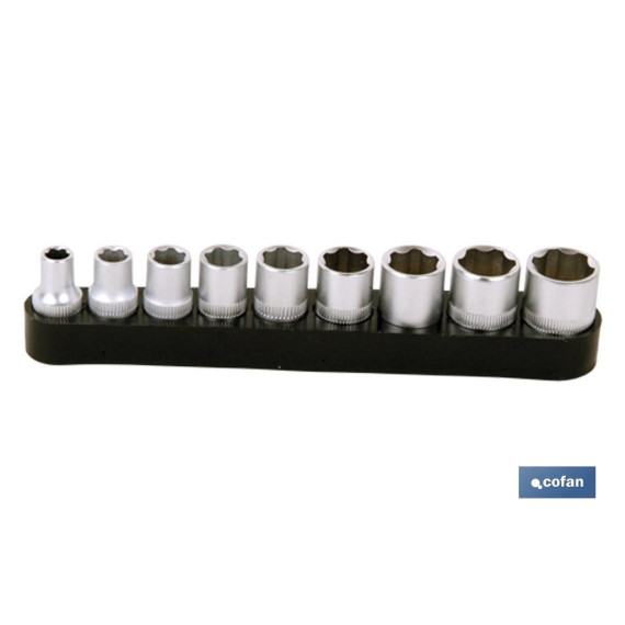 Screwdriver set with flexible shaft and 9 sockets of 1/4 (5-13mm) COFAN