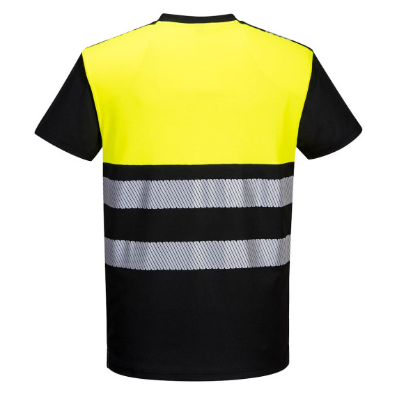 Camiseta bicolor nero + fluo PW3 di alta visibilità classe 1 in cotone PORTWEST PW311