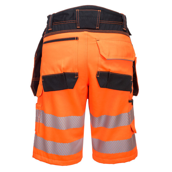 Bermudas de alta visibilidad bicolor con bolsillos de pistolera y cintas reflectantes PORTWEST PW343