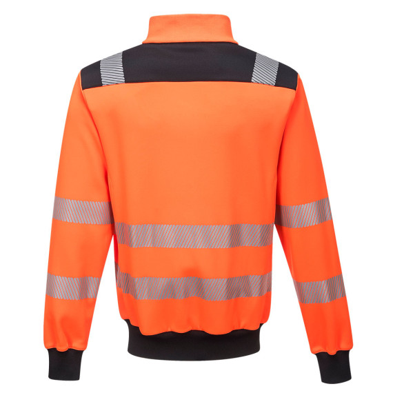 Hochsichtbare Sweatjacke mit geripptem Kragen und Bündchen, Ezee Zip Reißverschluss und 3 Taschen mit Reißverschluss PORTWEST PW