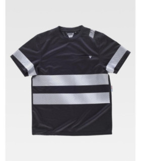 T-Shirt mit kurzen Ärmeln aus Mikropiqué-Polyester mit segmentierten reflektierenden Streifen S9243