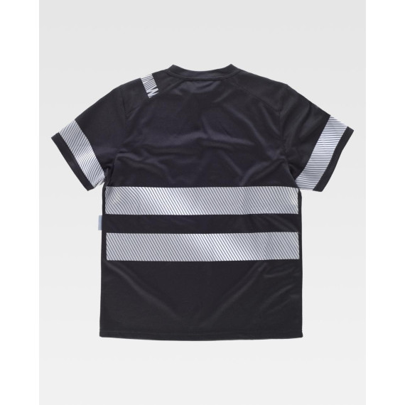 Short sleeve t-shirt in micropiqué polyester with segmented reflective stripes S9243
