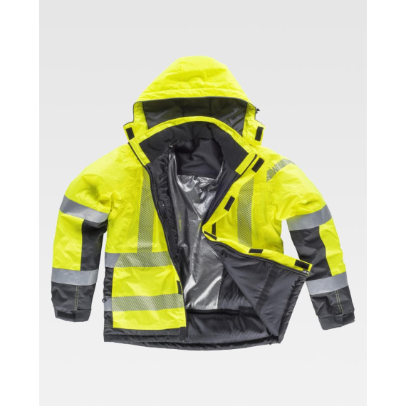 Parka acolchada e impermeable en tejido Oxford, combinada con alta visibilidad y con cintas reflectantes S9261