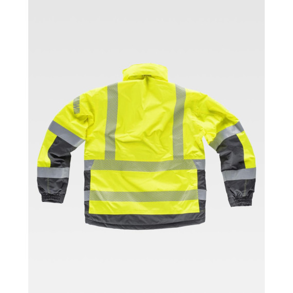 Parka acolchada e impermeable en tejido Oxford, combinada con alta visibilidad y con cintas reflectantes S9261