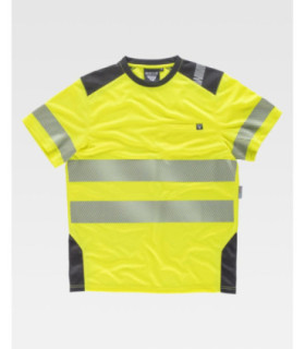 High visibility short sleeve shirt in polyester with segmented reflective tapes C9241