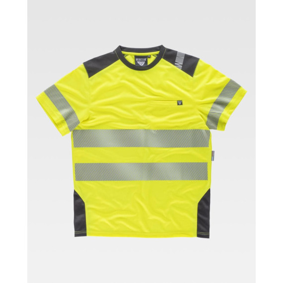 Hochsichtbares Kurzarm-T-Shirt aus Polyester mit segmentierten reflektierenden Streifen C9241