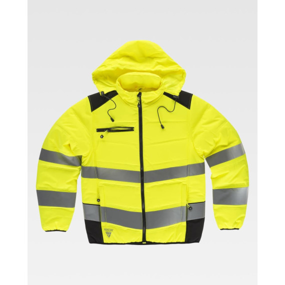 Padded jacket combined with high visibility and reflective strips C2951