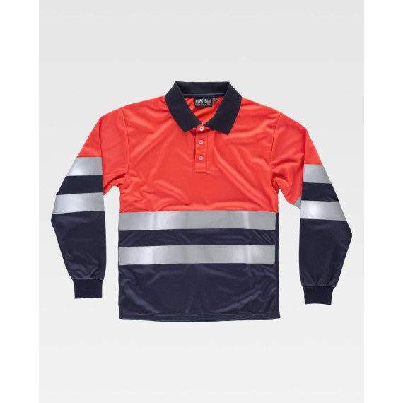 Polo vermelho de alta visibilidade com fitas refletoras C3877 WORKTEAM