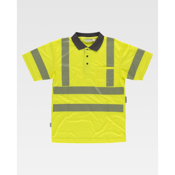 Polo combinado flúor de alta visibilidad con reflectantes segmentadas C3882 WORKTEAM