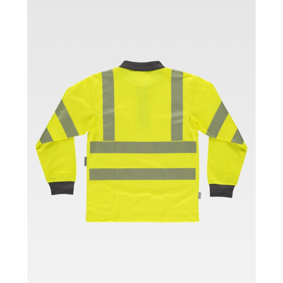High visibility reflective polo shirt, long sleeve C3883 WORKTEAM