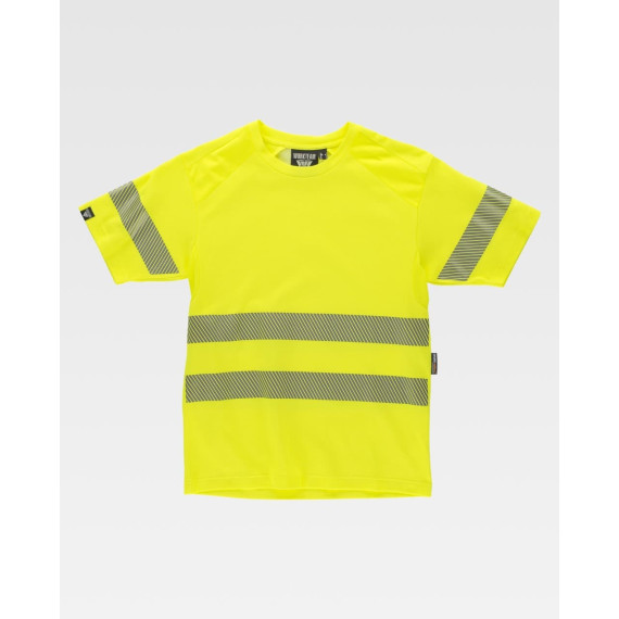 Fluorescent shirt with segmented reflective micropiqué polyester C3980 WORKTEAM