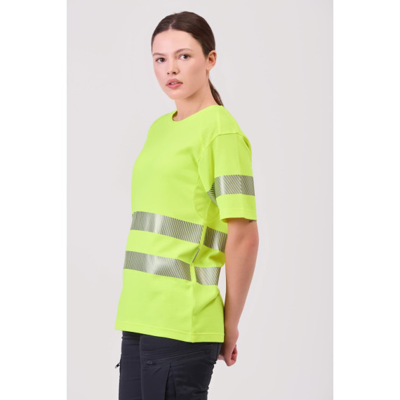 Fluorescent shirt with segmented reflective micropiqué polyester C3980 WORKTEAM