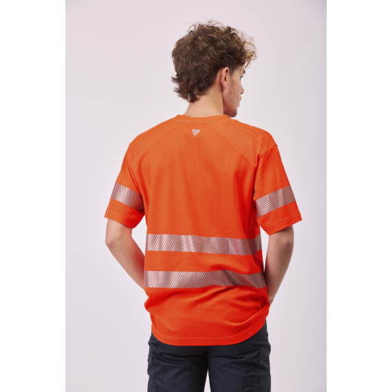 Camiseta de manga curta em micropiqué com fitas refletoras C3987 WORKTEAM