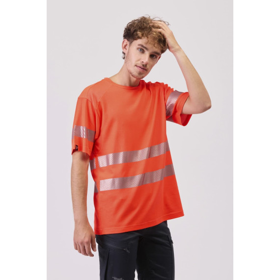 Short sleeve micropiqué t-shirt with reflective strips C3987 WORKTEAM