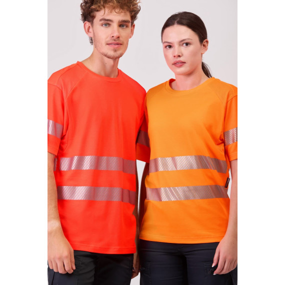 T-shirt a maniche corte in micropiqué con nastri riflettenti C3987 WORKTEAM