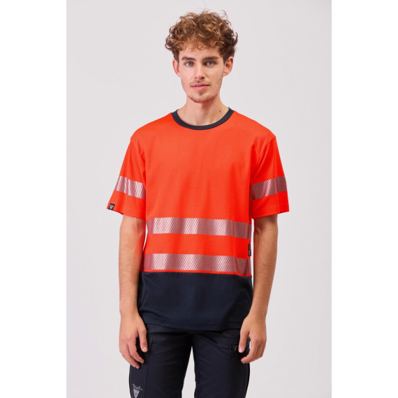 Camiseta de trabajo Flúor Bicolor con Cintas Reflectantes C3997 WORKTEAM