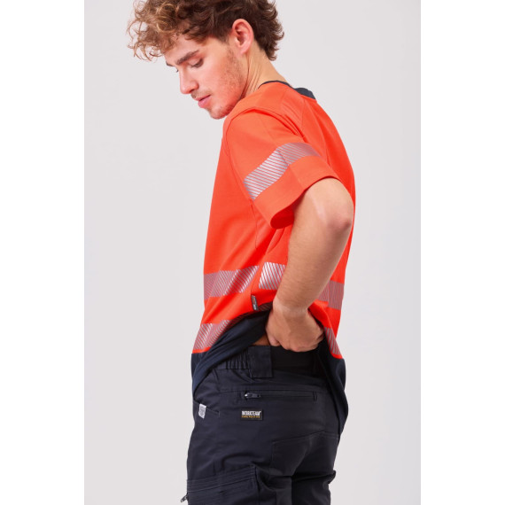 Camiseta de trabajo Flúor Bicolor con Cintas Reflectantes C3997 WORKTEAM