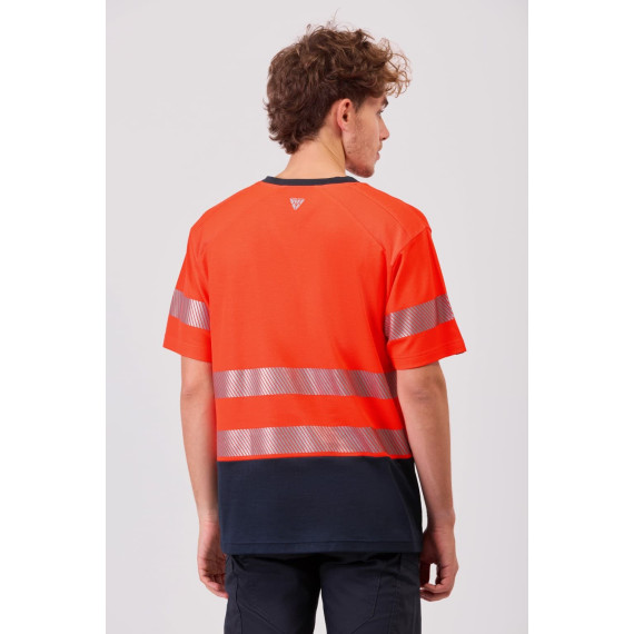 Camiseta de trabalho Flúor Bicolor com Cintas Reflectantes C3997 WORKTEAM