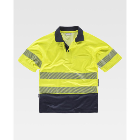 High visibility polo shirt with reflective elements, fluorescent colors - short sleeve C3895 WORKTEAM