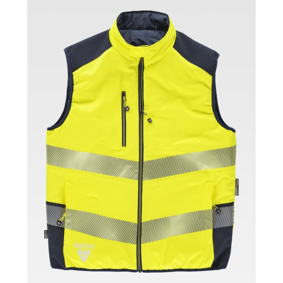 Reversible padded vest with zipper closure high visibility C8250 WORKTEAM
