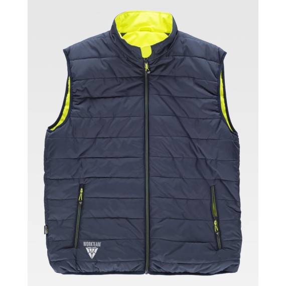 Reversible padded vest with zipper closure high visibility C8250 WORKTEAM