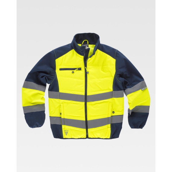 Workshell combinata in tessuto imbottito fluo, con strisce riflettenti S9600 WORKTEAM