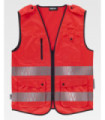 Colete de alta visibilidade vermelho com fitas refletoras C3677 WORKTEAM