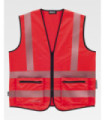 Red High Visibility Vest with segmented reflective strips EN ISO20471 C3657 WORKTEAM
