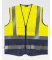 Chaleco flúor combinado de alta visibilidad con cintas reflectantes C3606 WORKTEAM