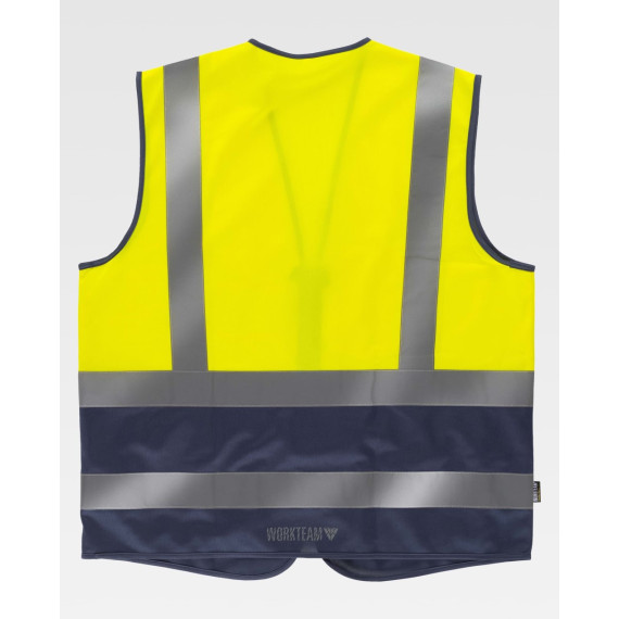 Chaleco fluorescente combinado de alta visibilidade com fitas refletoras C3606 WORKTEAM