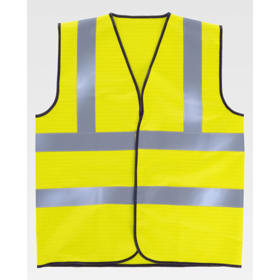 Chaleco ESD fluorescente de alta visibilidade com cintas refletoras EN 1149-5 HVTT90 WORKTEAM
