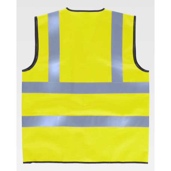 Chaleco ESD fluorescente de alta visibilidade com cintas refletoras EN 1149-5 HVTT90 WORKTEAM