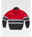 Felpa rossa fluorescente combinata con nastri riflettenti - cuciture rinforzate C9033 WORKTEAM