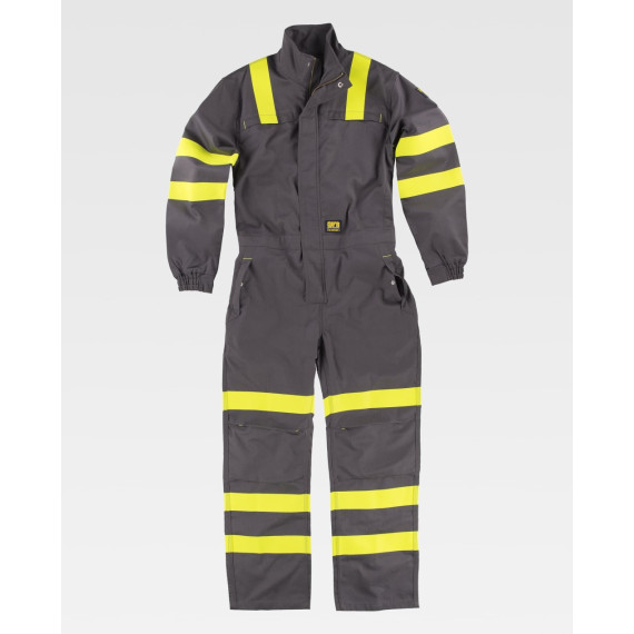 Flame-resistant, anti-static coverall with protection for welding and electric arc C5096