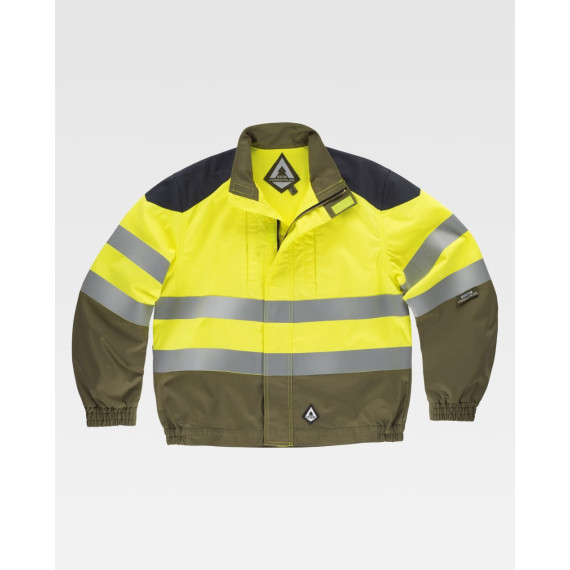 Veste tricolore ignifuge et antistatique haute visibilité, avec bandes réfléchissantes et tissu Ripstop B1481.