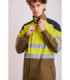 Buzo tricolor ignífugo e antiestático de alta visibilidade, com fitas refletoras e tecido Ripstop B5081.