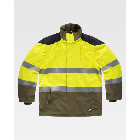Parka tricolor retardador de chama, impermeável, antiestática e proteção fria B3781