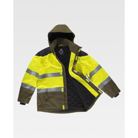 Parka tricolor retardador de chama, impermeável, antiestática e proteção fria B3781