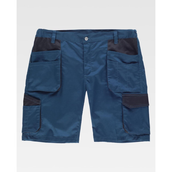 Bermuda combinada de tecido elástico. Dois bolsos de carga nas laterais com bolsos sobrepostos WF2617.