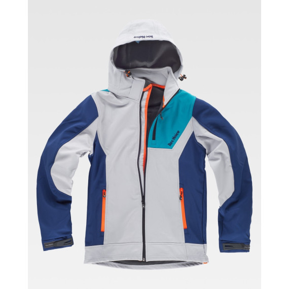 Softshell combiné tricolore. Capuche amovible avec élastique réglable RN2010001