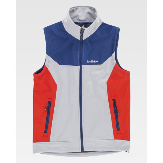 Tricolor combined vest. High collar with personalized tape covering seams on the inside RN2020001.
