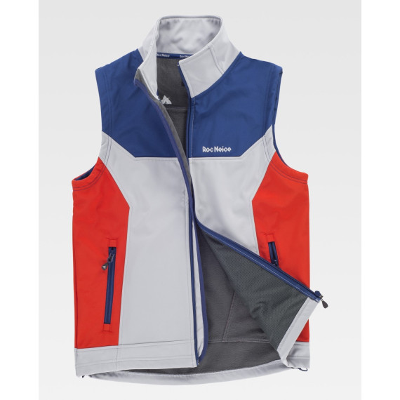 Tricolor combined vest. High collar with personalized tape covering seams on the inside RN2020001.