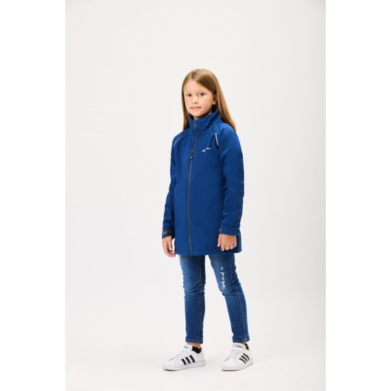 Plain children's softshell. High collar with personalized tape and inner seam cover RN3010001.